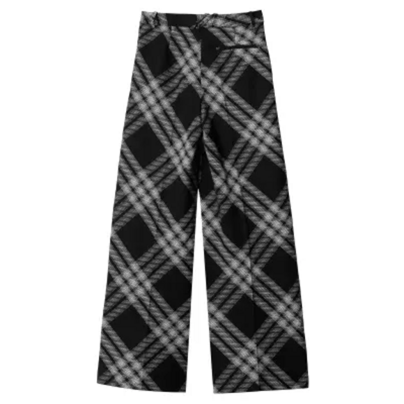 Burberry Pants - Burberry Check Wool Pleated-Front Pants NWT in Black